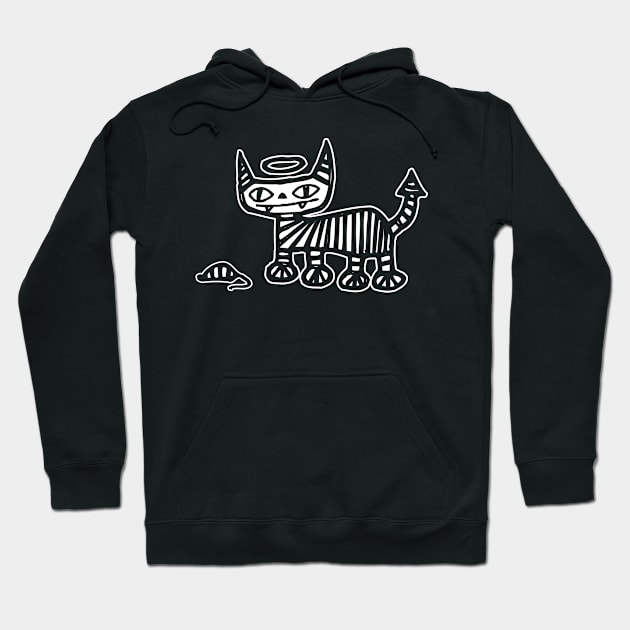 Devil Angel Cat - Stripes! {DARK shirts} Hoodie by SideShowDesign